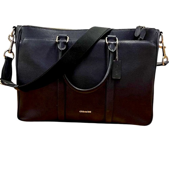 Coach Metropolitan Perry Blue Leather Laptop Bag Large - Picture 2 of 16